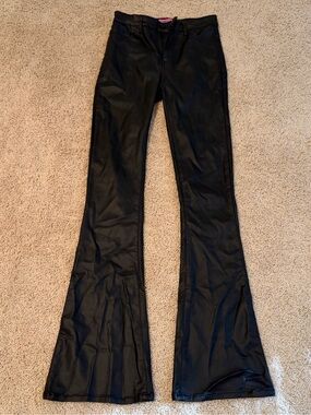 Edikted Black Faux Leather Flare Pants